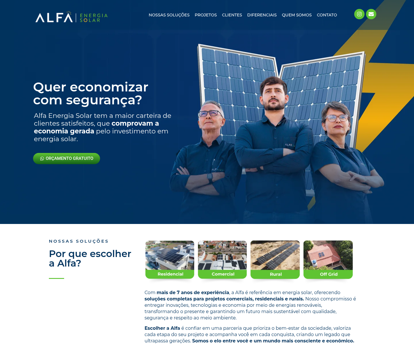 Print do site da Alfa Energia Solar