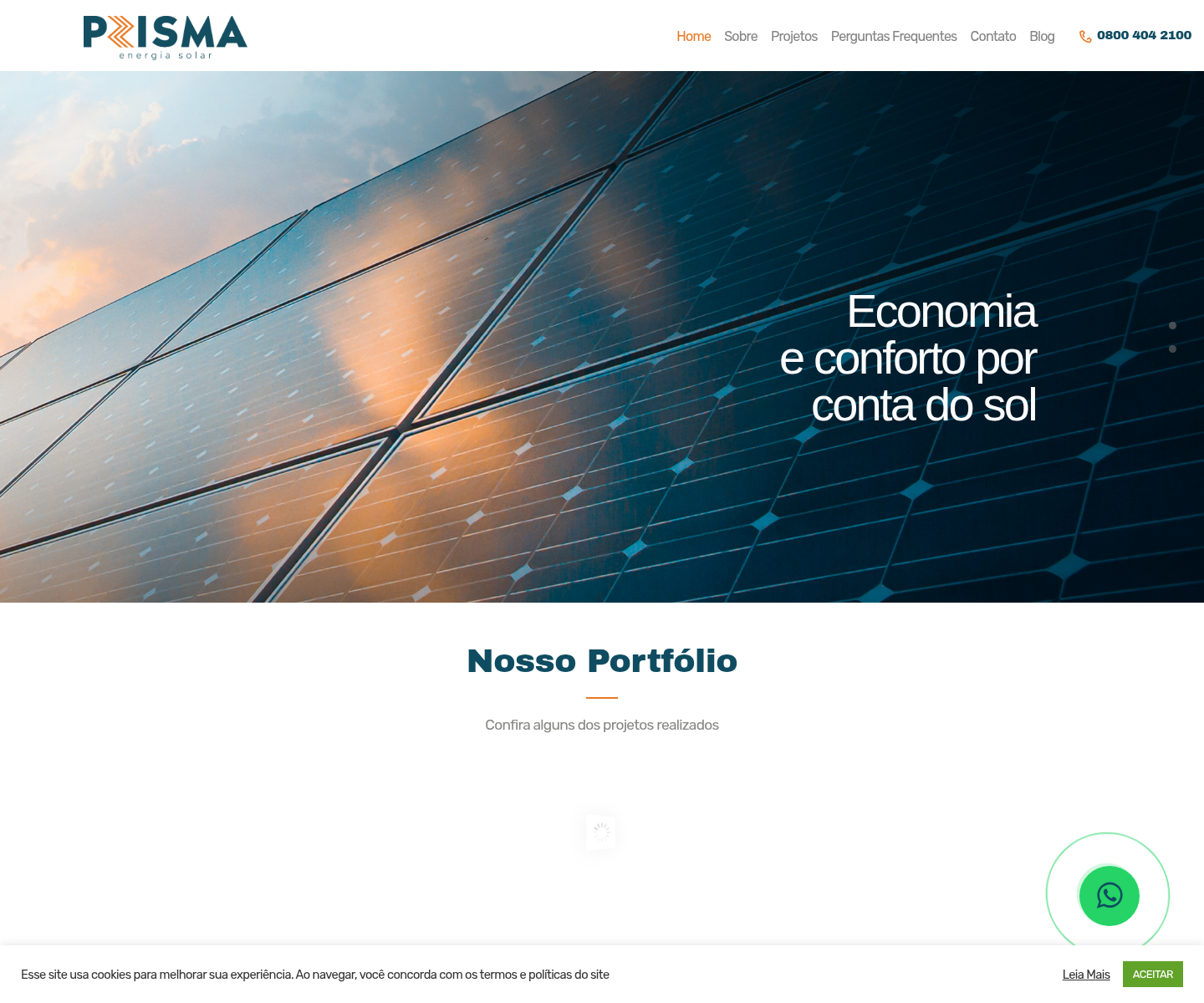 Print do site da Prisma Energia Solar